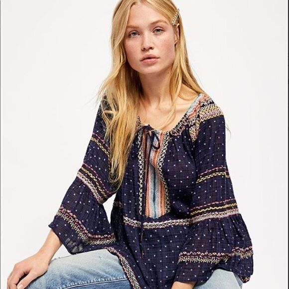 - Free People Thalia Embroidered Blouse - Picture 4 of 8